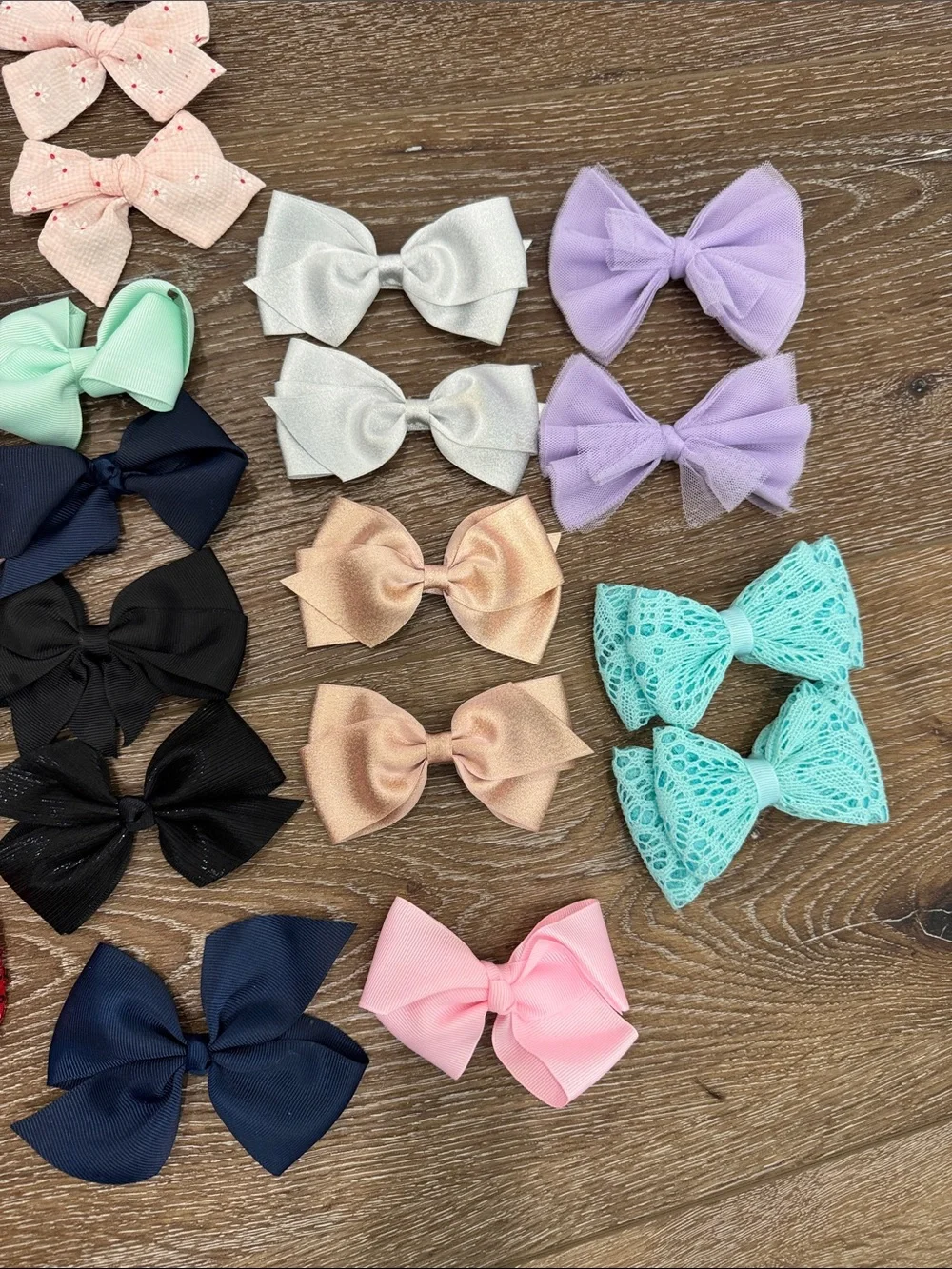 Assorted Girls' Fabric Mini Hair Bows - Pack of Mixed Colors